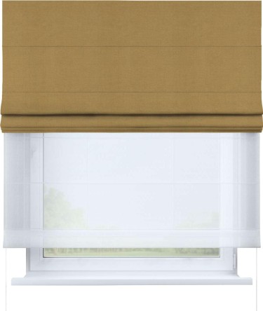 Римская штора «Кортин» день-ночь, ткань вельвет горчица