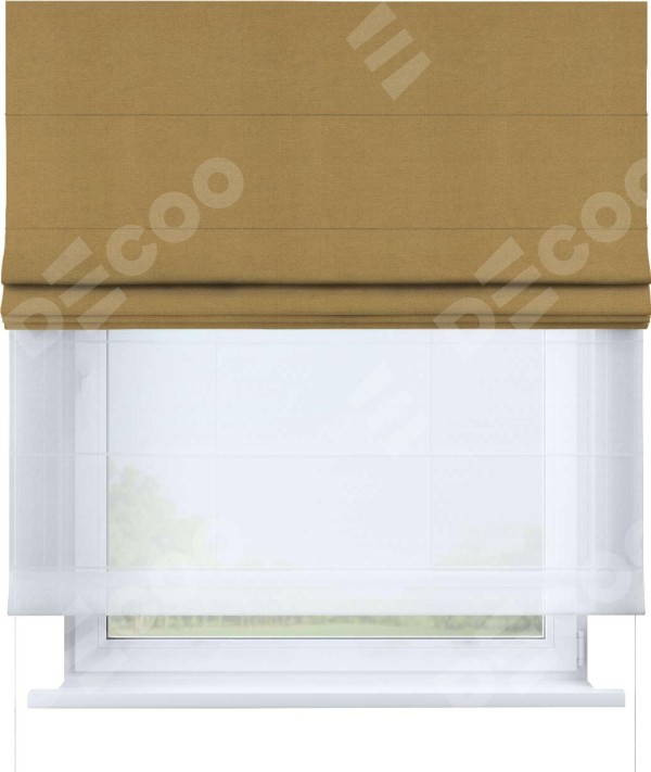 Римская штора «Кортин» день-ночь, ткань вельвет горчица