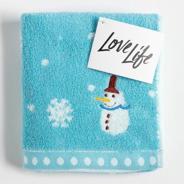 Полотенце махровое LoveLife "Снеговик" 35*75±3 см, цв.голубой, 100% хлопок, 350 г/м2