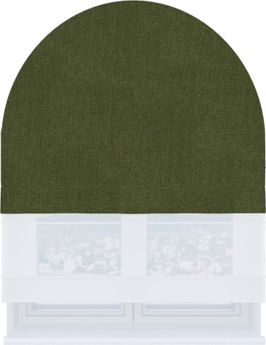 Римская штора «Кортин», лён димаут салатовый, день-ночь для арочного проёма