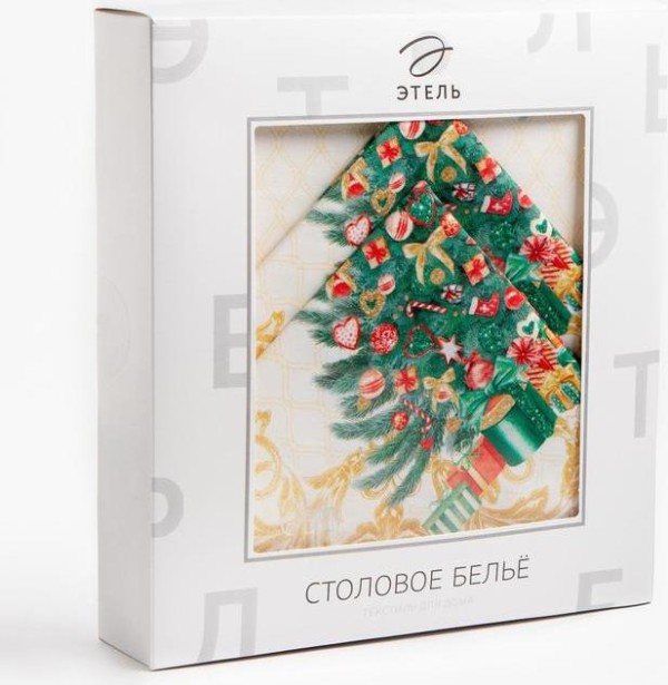 Скатерть  Этель "Golden Christmas" скатерть 150*110 +/-3см с ГМВО, 100%хл, 190г/м2