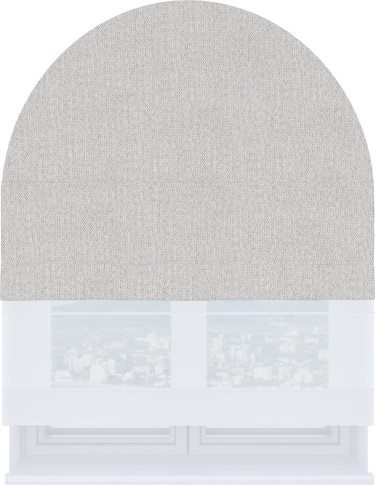 Римская штора «Кортин», лён димаут светло-бежевый, день-ночь для арочного проёма