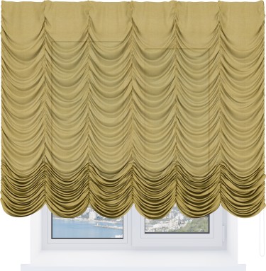 Французская штора «Кортин», лён горчичный