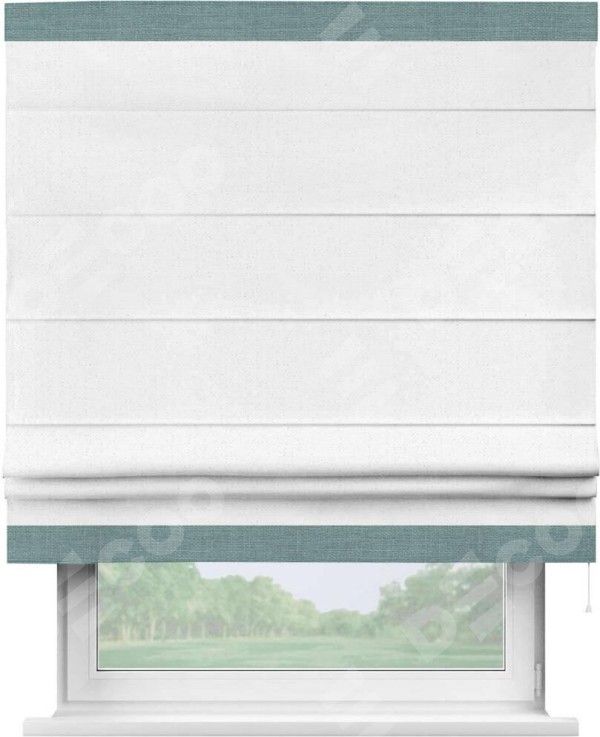 Римская штора «Кортин» с кантом Горизонт, для проема, лён цвет белый