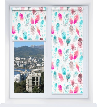 Рулонная штора Мини с принтом Перья