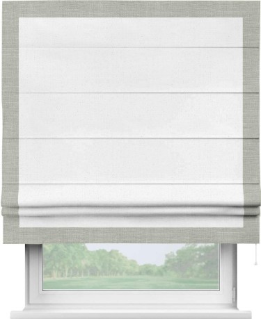 Римская штора «Кортин» с кантом Чесс, для проема, лён цвет белый