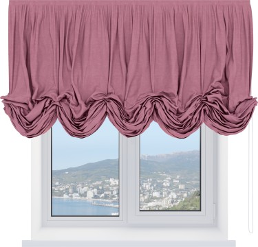Австрийская штора «Кортин», ткань софт однотонный розовый