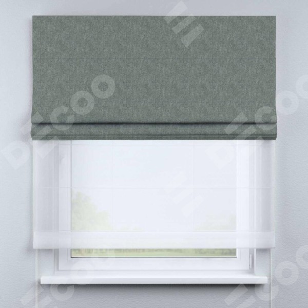 Римская штора «Кортин» день-ночь, ткань лён димаут, серый