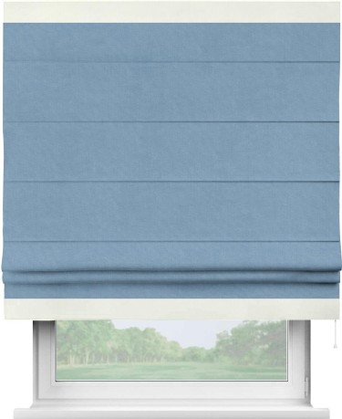 Римская штора «Кортин» для проема, канвас голубой, с кантом Горизонт