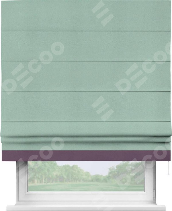 Римская штора «Кортин» с кантом Джестер, для проема, ткань блэкаут однотонный ментоловый