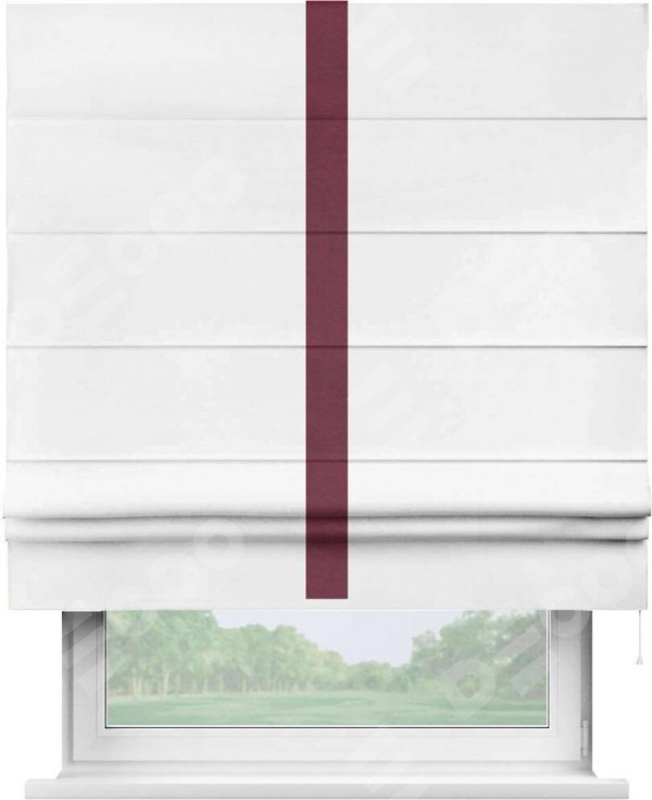 Римская штора «Кортин» с кантом Хайвэй, для проема, ткань вельвет белый