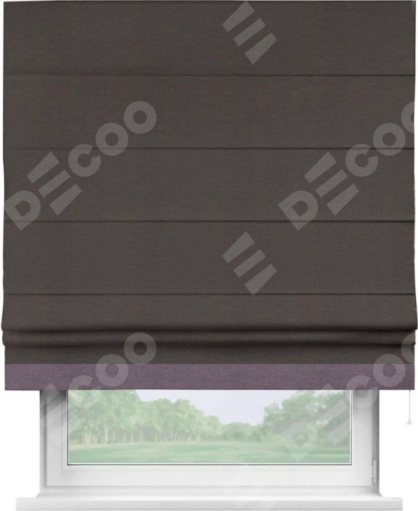 Римская штора «Кортин» с кантом Джестер, для проема, ткань лён димаут, венге