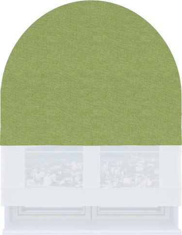 Римская штора «Кортин» день-ночь для арочного проёма, ткань лён димаут салатовый
