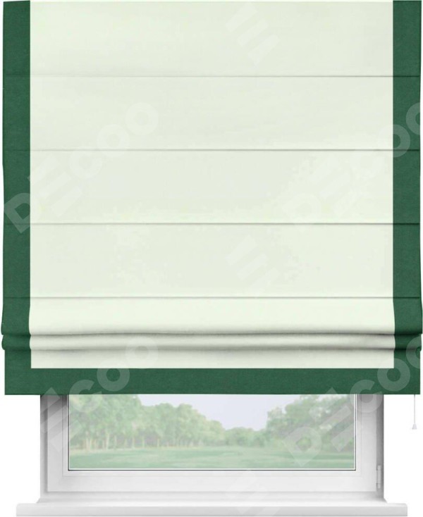 Римская штора «Кортин» с кантом Виктория, для проема, ткань вельвет кремовый