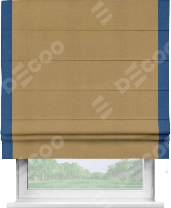 Римская штора «Кортин» с кантом Стрим Дуо, для проема, ткань вельвет горчица