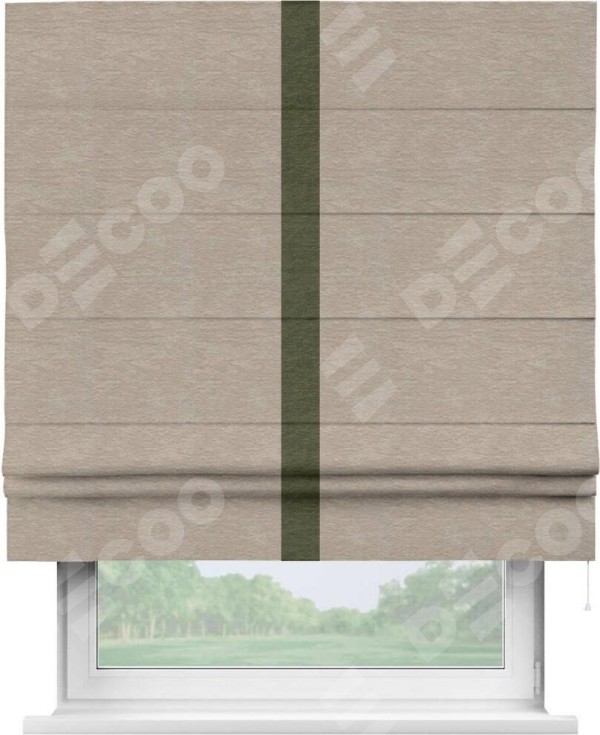 Римская штора «Кортин» с кантом Хайвэй, для проема, ткань софт однотонный темно-бежевый