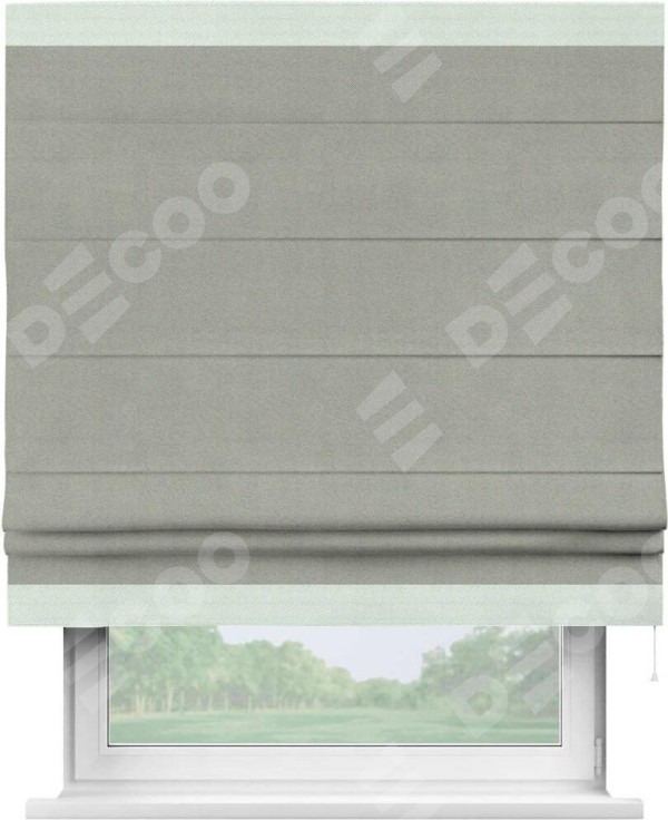 Римская штора «Кортин» с кантом Горизонт, для проема, ткань блэкаут однотонный серый