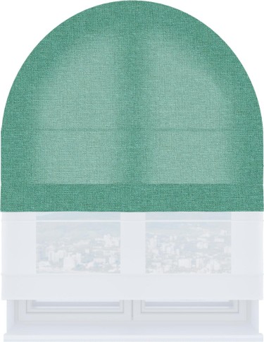 Римская штора «Кортин», лён светло-бирюзовый, день-ночь для арочного проёма