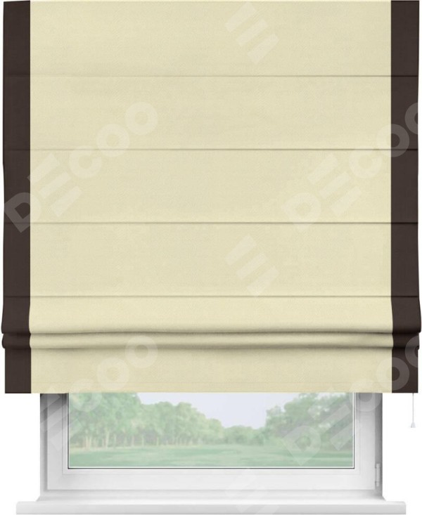 Римская штора «Кортин» с кантом Стрим Дуо, для проема, ткань блэкаут однотонный бежевый