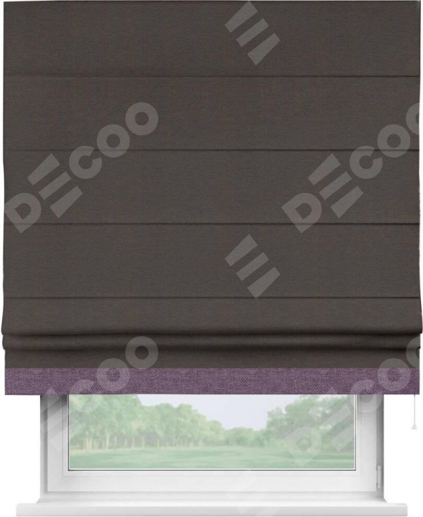 Римская штора «Кортин» с кантом Джестер, для проема, ткань лён димаут, венге