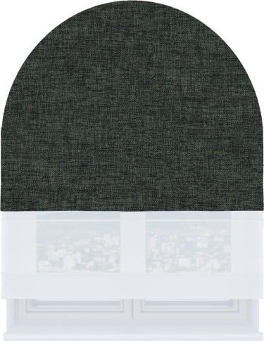 Римская штора «Кортин» день-ночь для арочного проёма, ткань рогожка димаут графит