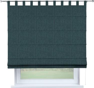 Римская штора на петлях «Кортин», ткань лён димаут, серо-синий