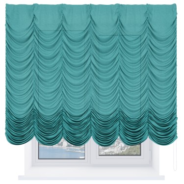 Французская штора «Кортин», лён изумрудный