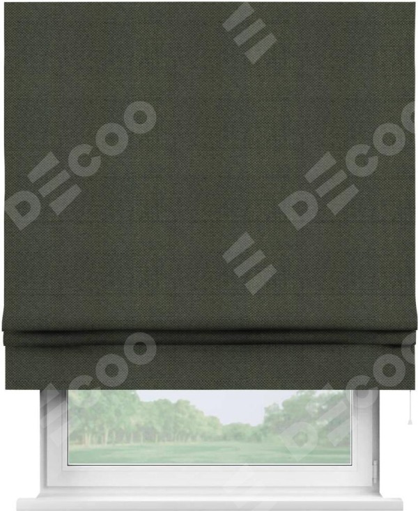 Римская штора «Кортин» для проема, ткань лён димаут, графит