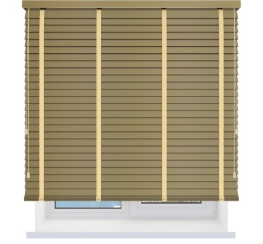 Деревянные жалюзи с тесьмой 50 мм. отбеленный