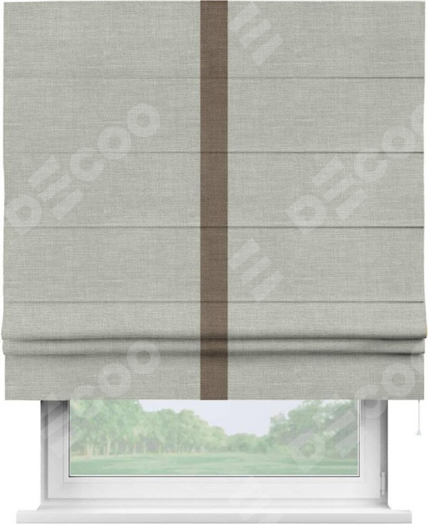 Римская штора «Кортин» с кантом Хайвэй, для проема, ткань лён серый