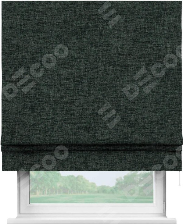 Римская штора «Кортин» для проема, ткань рогожка димаут, графит