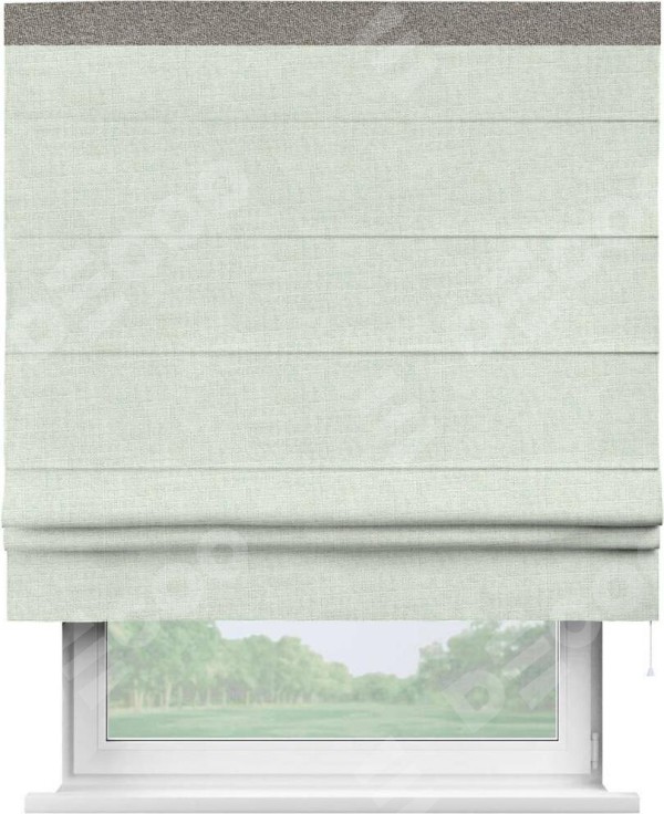 Римская штора «Кортин» для проёма, лён топлёное молоко, с кантом Кинг