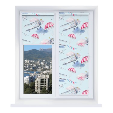 Рулонная штора Мини с принтом Самолет