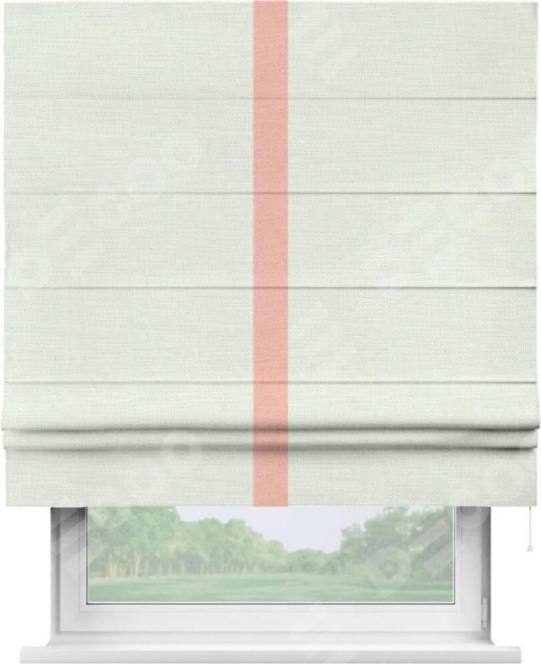 Римская штора «Кортин» с кантом Хайвэй, для проема, ткань лён молочный