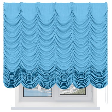 Французская штора «Кортин», вельвет голубой