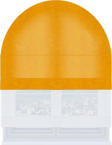 Римская штора «Кортин» день-ночь для арочного проёма, ткань вельвет желтый