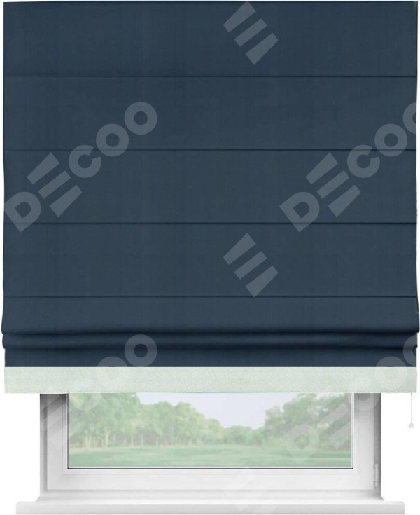 Римская штора «Кортин» с кантом Джестер, для проема, ткань блэкаут однотонный синий