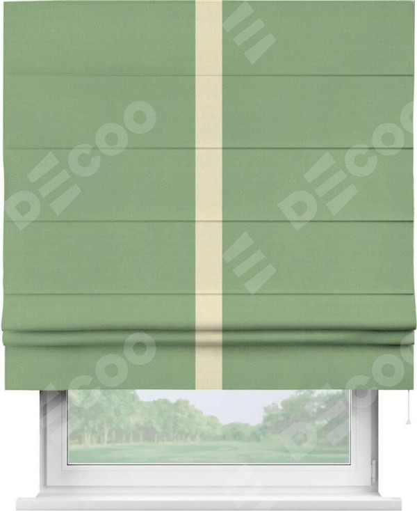 Римская штора «Кортин» с кантом Хайвэй, для проема, ткань блэкаут однотонный оливковый