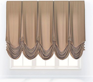 Австрийская штора «Кортин», ткань вельвет светло-коричневый