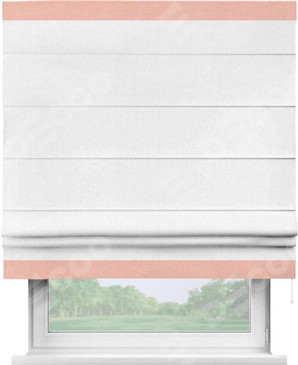 Римская штора «Кортин» с кантом Горизонт, для проема, лён белоснежный
