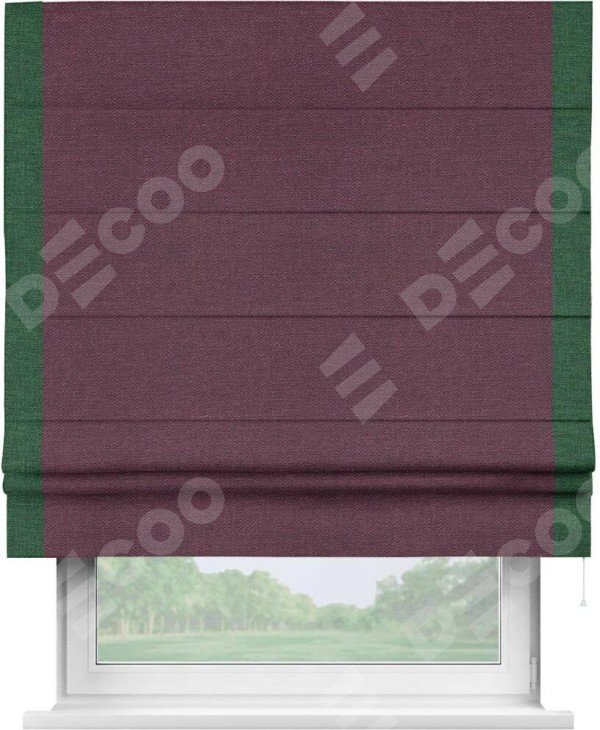 Римская штора «Кортин» с кантом Стрим Дуо, для проема, ткань лён фиолетовый