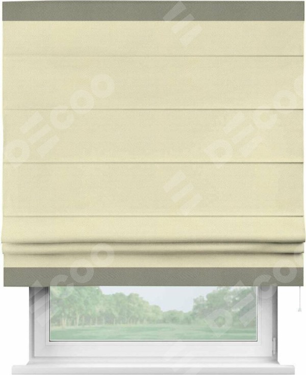 Римская штора «Кортин» с кантом Горизонт, для проема, ткань блэкаут однотонный бежевый