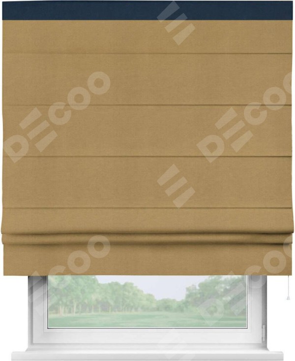 Римская штора «Кортин» с кантом Кинг, для проема, ткань вельвет горчица