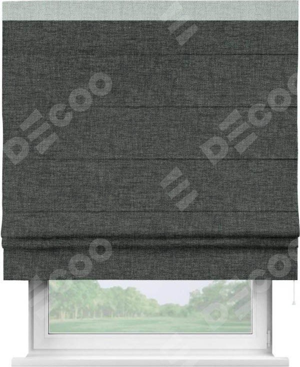Римская штора «Кортин» с кантом Кинг, для проема, ткань рогожка димаут, графит