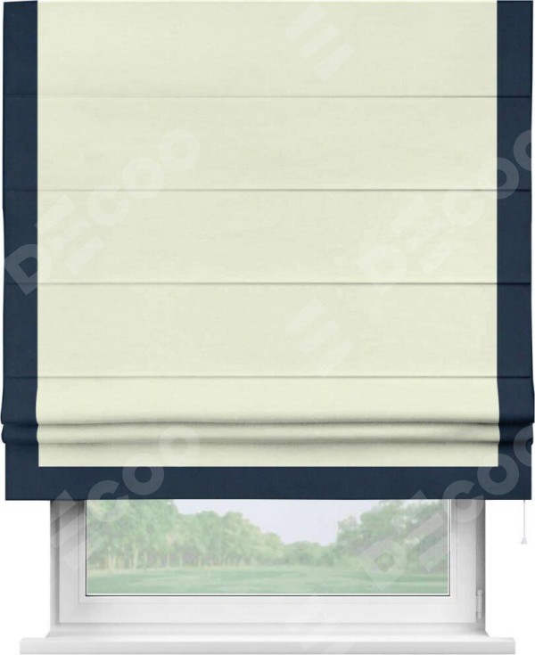 Римская штора «Кортин» с кантом Виктория, для проема, ткань вельвет молочный