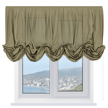 Австрийская штора «Кортин», ткань лён, цвет коричневый