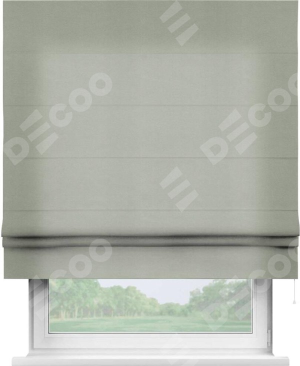 Римская штора «Кортин» для проема, ткань вельвет светло-серый