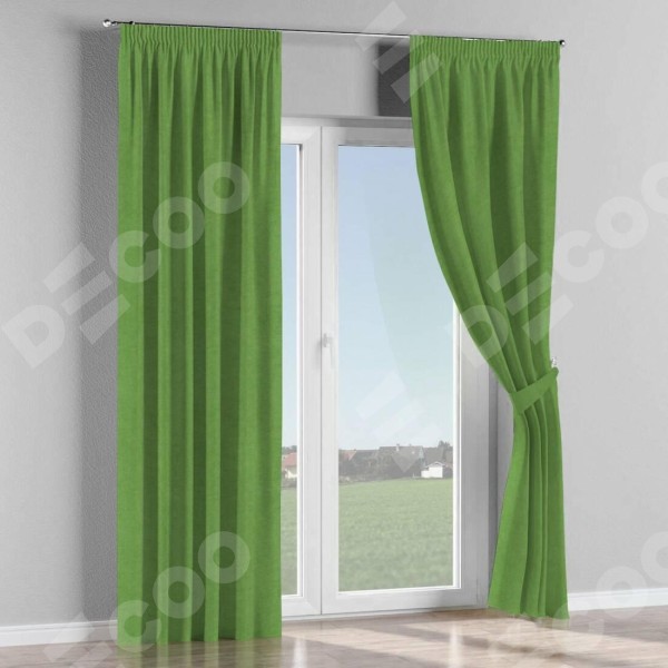 Комплект штор на тесьме «Карандаш», вельвет салатовый
