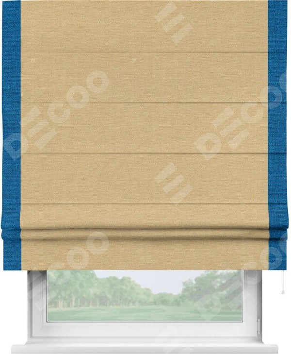 Римская штора «Кортин» с кантом Стрим Дуо, для проема, ткань лён темно-бежевый