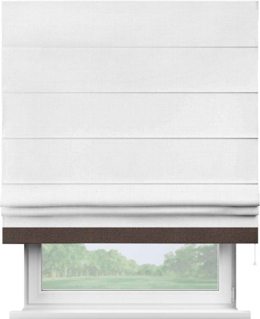 Римская штора «Кортин» с кантом Джестер, для проема, ткань лён белый